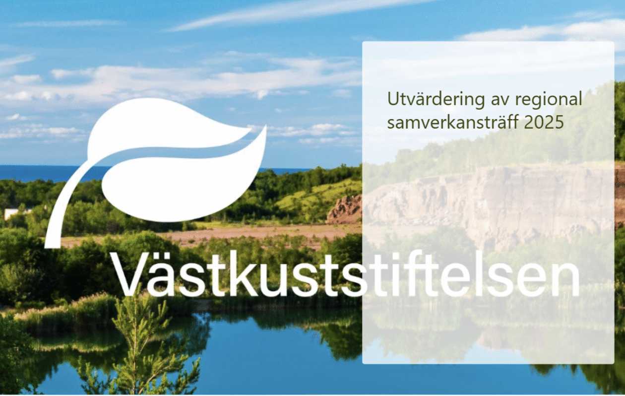 Bild med stor logotyp och text på "utvärdering av regional samverkansträff 2025"